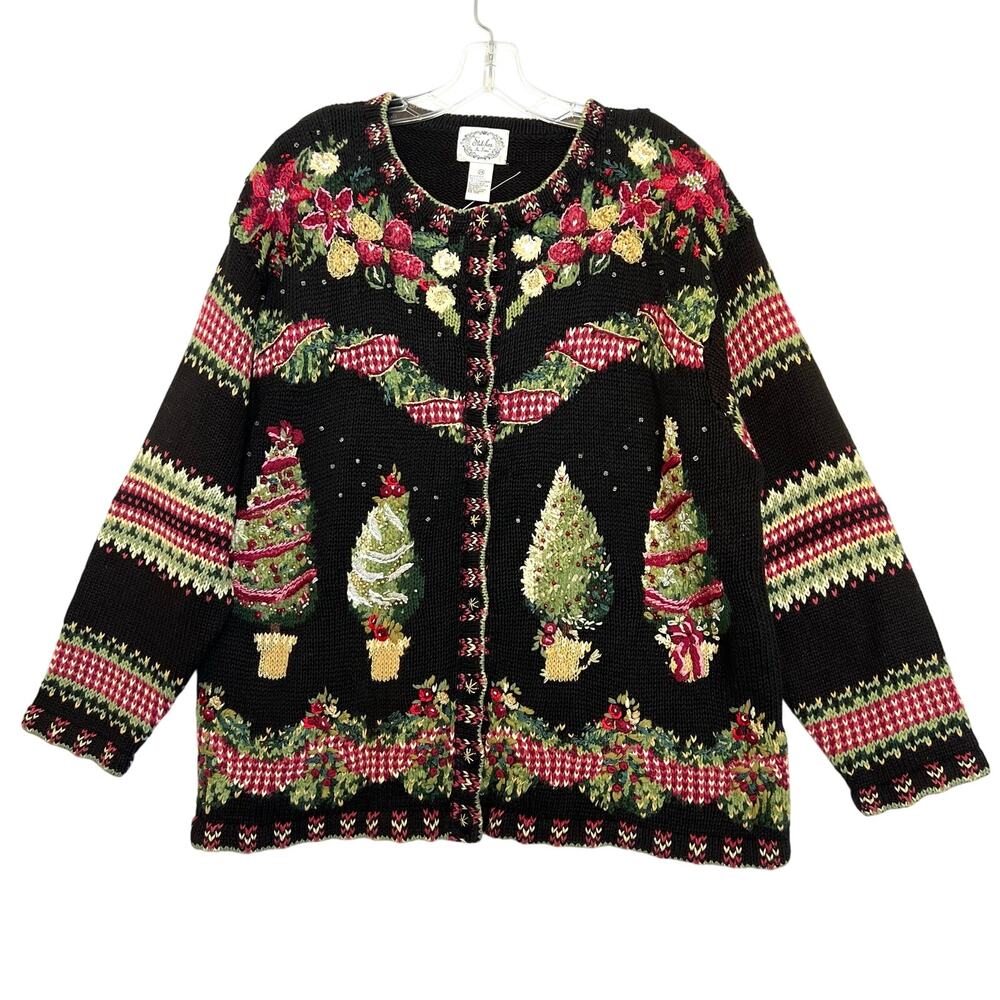 Stitches In Time Christmas Holidays women’s button front cardigan